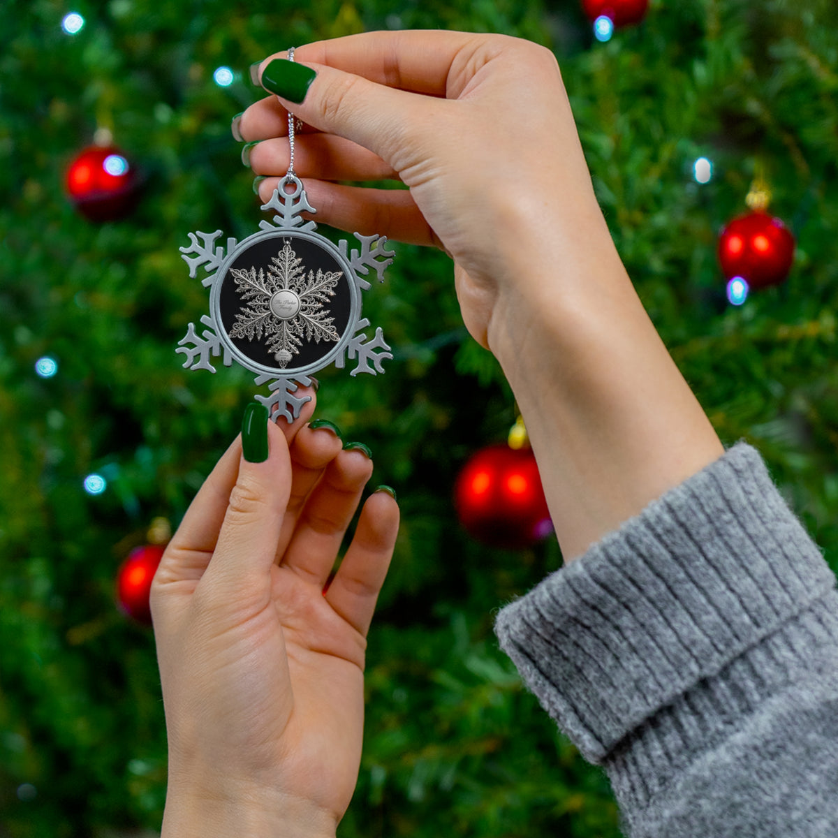 Personalized Silver Snowflake Christmas Ornament