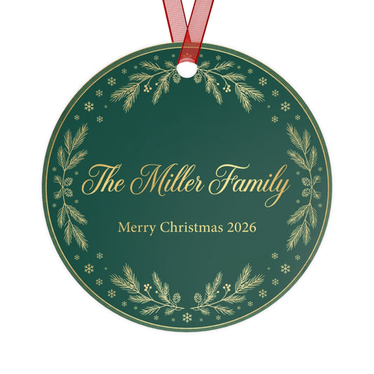 Personalized Family Name Metal Christmas Ornament