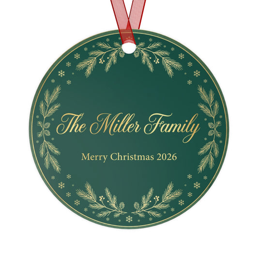 Personalized Family Name Metal Christmas Ornament