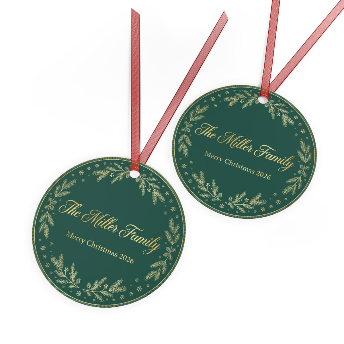 Personalized Family Name Metal Christmas Ornament