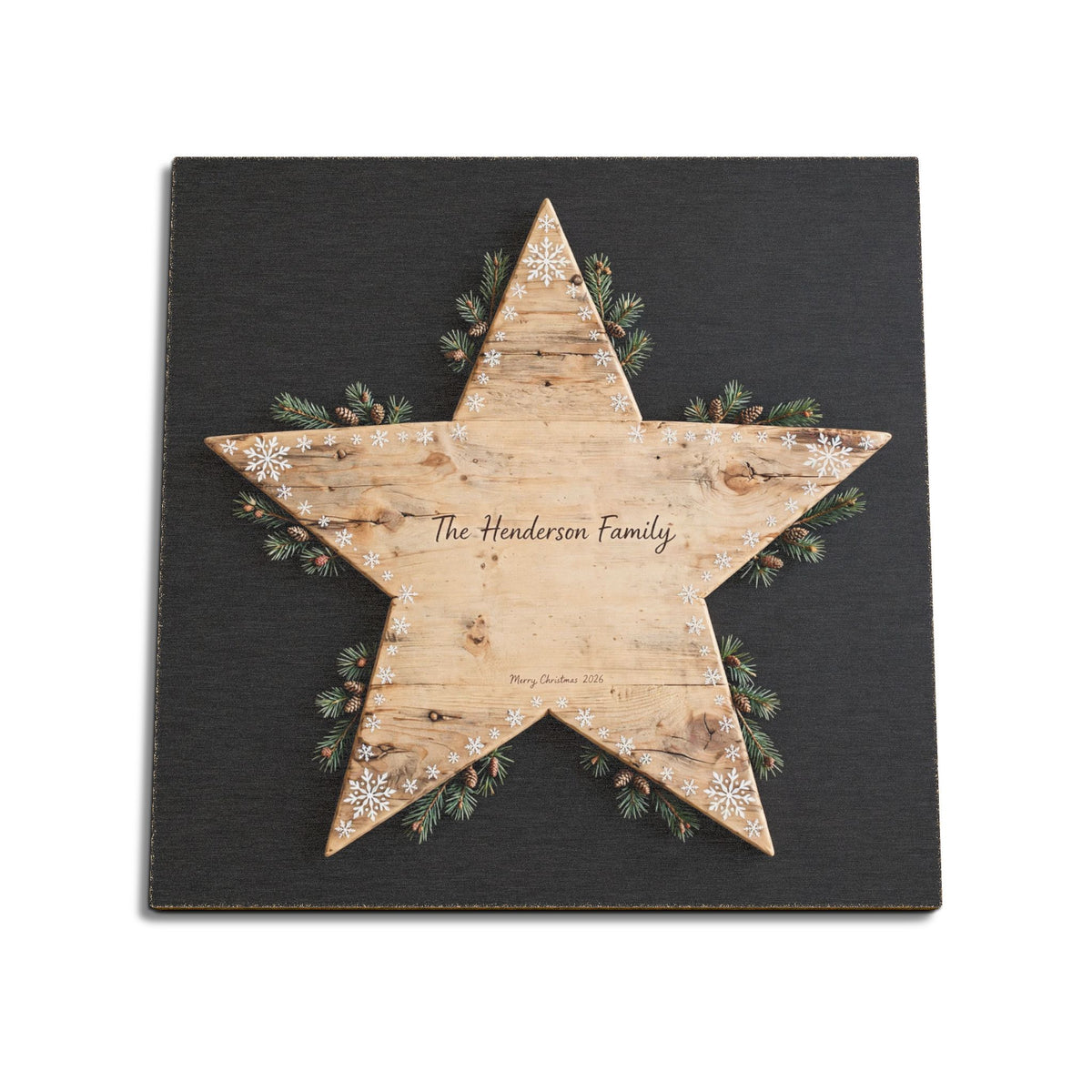 Personalized Rustic Wooden Star Christmas Ornament