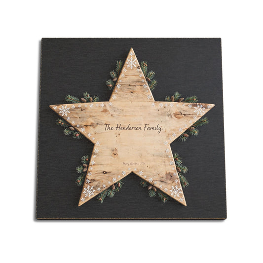 Personalized Rustic Wooden Star Christmas Ornament