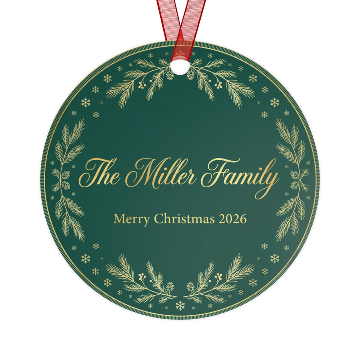 Personalized Family Name Metal Christmas Ornament